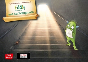 Hauenschild, Lydia. Eddie und das Kellergruseln. Kamishibai Bildkartenset - Eine Geschichte mit Eddie, dem Gefühlemonster. Entdecken - Erzählen - Begreifen. Bilderbuchgeschichten. Spinnenangst und Angst im Dunkeln: Mutgeschichte über den Umgang mit Gefühlen. Don Bosco Medien GmbH, 2026.