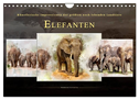 Elefanten - künstlerische Impressionen der größten noch lebenden Landtiere (Wandkalender 2024 DIN A4 quer), CALVENDO Monatskalender