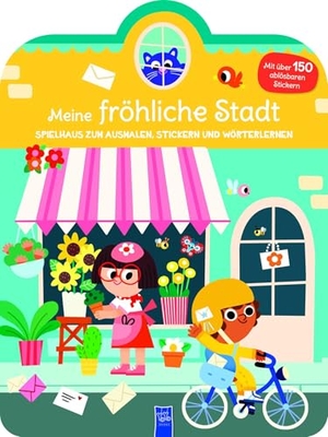 Meine fröhliche Stadt - Spielhaus zum Ausmalen, Stickern und Wörter lerner. Yo Yo Books, 2025.