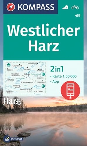 KOMPASS-Karten GmbH (Hrsg.). KOMPASS Wanderkarte 451 Westlicher Harz 1:50.000 - Wanderkarte mit Aktiv Guide und Radwegen.. Kompass Karten GmbH, 2022.
