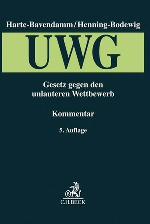 Harte-Bavendamm, Henning / Frauke Henning-Bodewig et al (Hrsg.). Gesetz gegen den unlauteren Wettbewerb (UWG) - Mit Preisangabenverordnung und Geschäftsgeheimnisgesetz. C.H. Beck, 2021.