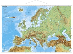 Europa, physisch 1 : 7 500 000. Wandkarte Kleinformat mit Metallstäben. Stiefel Eurocart GmbH, 2013.