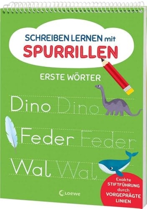 Schreiben lernen mit Spurrillen - Erste Wörter - Schreibblock mit vorgeprägten Linien für die erste Klasse ab 6 Jahren. Loewe Verlag GmbH, 2024.