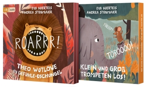 Hierteis, Eva. Roarrr! Theo Wutlöwe im Gefühle-Dschungel +  TÖRÖÖÖÖ! FIIIEEEP! Klein und Groß trompeten los! - Hörbuch ab 4 Jahren zum Thema Gefühle und Selbstbewusstsein. cbj audio, 2026.