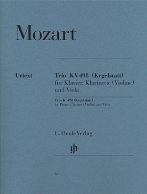 Mozart, Wolfgang Amadeus. Mozart, Wolfgang Amadeus - Trio Es-Dur KV 498 (Kegelstatt) - Instrumentation: Chamber music with winds. Henle, G. Verlag, 2008.