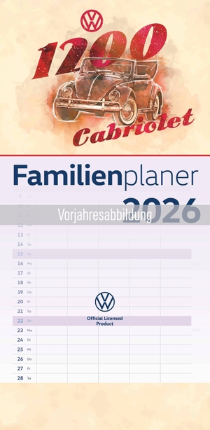 Neumann Verlage GmbH & Co KG (Hrsg.). VW Familienplaner Illustrationen 2027 - Familienkalender 22 x 45 mit 5 Spalten, Illustrationen, internationalen Feiertagen & deutschem Kalendarium, ideal für VW-Liebhaber & Familienorganisation. Neumann Verlage GmbH & Co, 2026.
