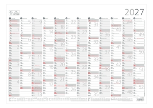 Neumann Verlage GmbH & Co KG (Hrsg.). Jahresübersicht A3 12 Mon 1 Stk. plano 2027 - Plakatkalender 42x29,7 cm mit 12 Monaten auf 1 Seite, Arbeitstage- & Wochenzählung, Ferien, Feiertage rot markiert ideal für Büro & Homeoffice. Neumann Verlage GmbH & Co, 2026.