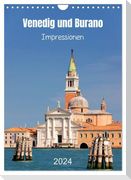 Venedig und Burano. Impressionen (Wandkalender 2024 DIN A4 hoch), CALVENDO Monatskalender