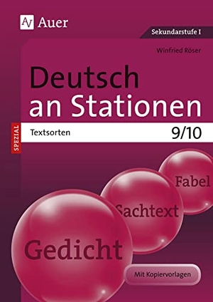 Röser, Winfried. Deutsch an Stationen SPEZIAL Textsorten 9-10 - Übungsmaterial zu den Kernthemen der Bildungsstandards (9. und 10. Klasse). Auer Verlag i.d.AAP LW, 2015.