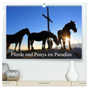 Pferde und Ponys im Paradies (hochwertiger Premium Wandkalender 2024 DIN A2 quer), Kunstdruck in Hochglanz