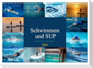 Schwimmen und SUP Begleitet mit coolen Sprüchen (Wandkalender 2025 DIN A3 quer), CALVENDO Monatskalender