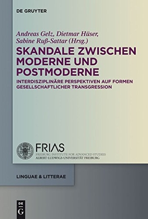 Gelz, Andreas / Sabine Ruß-Sattar et al (Hrsg.). Skandale zwischen Moderne und Postmoderne - Interdisziplinäre Perspektiven auf Formen gesellschaftlicher Transgression. De Gruyter, 2014.