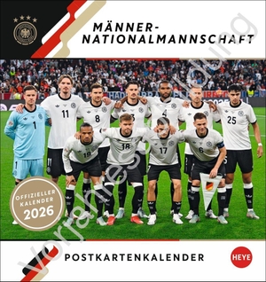 DFB Männer Postkartenkalender 2027 - Fußball-Fanartikel für den Schreibtisch: kleiner Postkarten-Fotokalender mit unseren Helden aus dem Nationalteam zum Sammeln und Verschicken. Heye, 2026.
