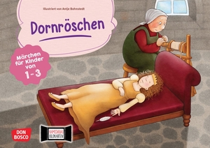 Grimm, Brüder. Dornröschen. Kamishibai Bildkartenset - Märchen für Kinder von 1 bis 3. Mit Krippenkindern Märchenklassiker entdecken: einfache Handlung & Bilder. Zur Sprachförderung plus kreative Mitmach-Ideen. Don Bosco Medien GmbH, 2021.