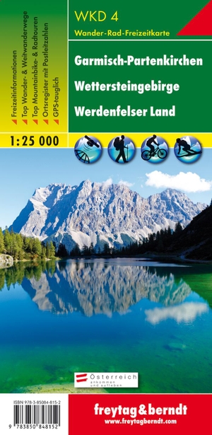 Freytag-Berndt und Artaria KG (Hrsg.). Garmisch-Partenkirchen: Wettersteingebirge, Werdenfelser Land 1 : 25 000 - WKD4. Wander-, Rad- und Schitourenkarte. Mit GPS-Daten. Mit touristischen Informationen. Freytag + Berndt, 2017.