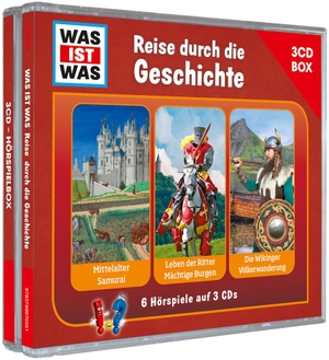 Tessloff Verlag Ragnar Tessloff GmbH & Co. KG (Hrsg.). WAS IST WAS 3-CD Hörspielbox. Reise durch die Geschichte - Mittelalter/Samurai, Leben der Ritter/Mächtige Burgen, Die Wikinger/Völkerwanderung. Tessloff Verlag, 2021.