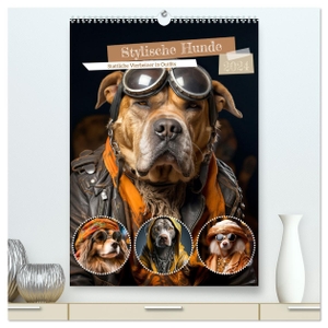 Viola, Melanie. Stylische Hunde (hochwertiger Premium Wandkalender 2024 DIN A2 hoch), Kunstdruck in Hochglanz - Stattliche Vierbeiner in Outfits. Calvendo, 2023.