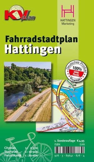 Kommunalverlag Tacken e. K. - Inh. Sascha René Tacken (Hrsg.). Hattingen - Fahrradstadtplan - KVplan, Radkarte/Stadtplan, 1:20.000 / 1:12.500 / 1:2.500, inkl. allen Radrouten, Radfahrempfehlungen, Anlaufstellen, usw.. KommunalVerlag Tacken e.K, 2025.