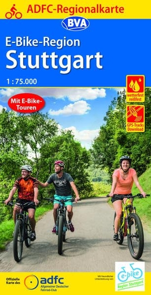 ADFC-Regionalkarte E-Bike-Region Stuttgart, 1:75.000, reiß- und wetterfest, mit GPS-Track Download. BVA Bielefelder Verlag, 2020.