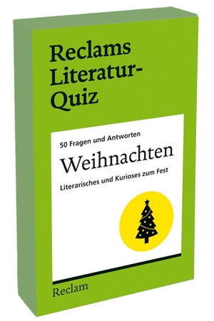 Schwanebeck, Wieland. Weihnachten. Literarisches und Kurioses zum Fest. 50 Fragen und Antworten für Büchermenschen - [Reclams Literatur-Quiz] - 54 Karten in einer Quizbox (7 x 11 cm) / 14-99 Jahren / Erwachsene. Reclam Philipp Jun., 2026.