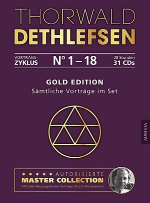 Dethlefsen, Thorwald. Gold Edition - Sämtliche Vorträge im Set - 18 Vorträge auf 31 CDs, über 28 Stunden Gesamtspielzeit. Aurinia Verlag, 2015.