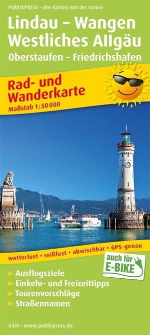 Lindau - Wangen - Westliches Allgäu 1:50 000 - Rad- und Wanderkarte mit Ausflugszielen, Einkehr- & Freizeittipps, wetterfest, reissfest, abwischbar, GPS-genau. Publicpress, 2019.