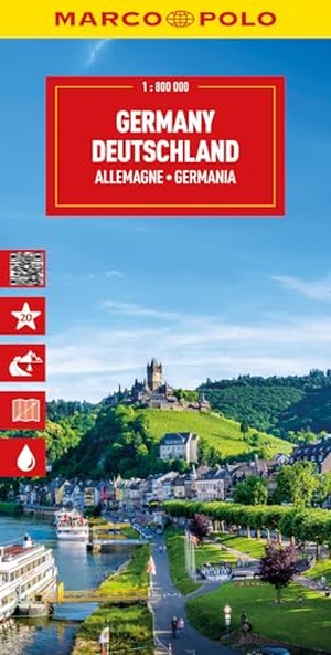MARCO POLO Reisekarte Deutschland 1:800.000 - Straßenkarte und Autokarte mit sehenswerten Strecken, Highlights und digitaler Erweiterung. Mairdumont, 2026.