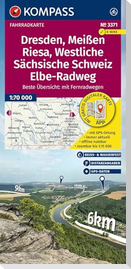 KOMPASS Fahrradkarte 3371 Dresden, Meißen, Westliche Sächsische Schweiz 1:70.000