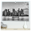 Singapur - Impressionen in schwarz - weiss (hochwertiger Premium Wandkalender 2024 DIN A2 quer), Kunstdruck in Hochglanz