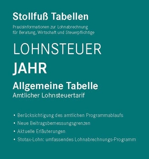 Tabelle, Lohnsteuer 2026 Jahr - Allgemeine Tabelle mit 8 % + 9 % Kirchensteuer. Stollfuß Verlag, 2026.