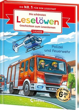 Die schönsten Leselöwen-Geschichten zum Lesenlernen - Polizei und Feuerwehr - Seit 50 Jahren lernen Kinder mit den Leselöwen erfolgreich lesen - Jubiläumssammelband zum ersten Selberlesen ab 6. Loewe Verlag GmbH, 2025.