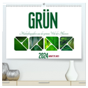 Grün Makrofotografien aus der grünen Welt der Pflanzen als Monatsplaner (hochwertiger Premium Wandkalender 2024 DIN A2 quer), Kunstdruck in Hochglanz