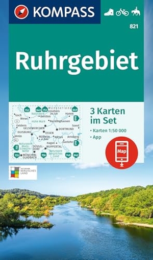 KOMPASS Wanderkarten-Set 821 Ruhrgebiet (3 Karten) 1:50.000 - inklusive Karte zur offline Verwendung in der KOMPASS-App. Fahrradfahren. Reiten.. Kompass Karten GmbH, 2023.