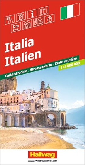 Hallwag Strassenkarte Italien 1:1 Mio. - Inkl. Transitpläne, Ortsverzeichnis und Reiseinformationen. Kümmerly und Frey, 2024.
