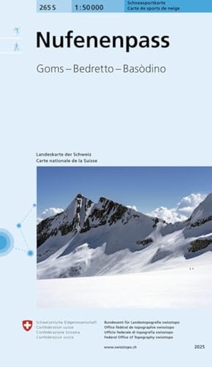 Bundesamt für Landestopografie swisstopo (Hrsg.). 265S Nufenenpass Schneesportkarte - Goms - Bedretto - Basòdino. Bundesamt für Landestopog, 2025.