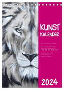 Kunstkalender Dickhäuter und Großkatzen - Auge in Auge (Tischkalender 2024 DIN A5 hoch), CALVENDO Monatskalender