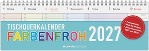 Neumann Verlage GmbH & Co KG (Hrsg.). Tischquerkalender Farbenfroh 2027 - Wochenkalender 32x10,5 cm mit 1 Woche pro Seite, viel Platz für Termine & Notizen, 3-Monatsübersicht, ideal für Schreibtisch, Büro & Homeoffice. Neumann Verlage GmbH & Co, 2026.