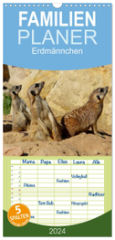 Familienplaner 2024 - Erdmännchen mit 5 Spalten (Wandkalender, 21 x 45 cm) CALVENDO