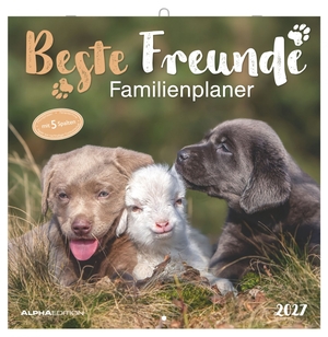 Neumann Verlage GmbH & Co KG (Hrsg.). Familienplaner Beste Freunde 2027 - Wandkalender 30x30 cm mit 4 Spalten & 12 Tierfreundschaft-Motiven, für Termine, Organisation & Tierliebhaber. ALPHA EDITION GmbH, 2026.