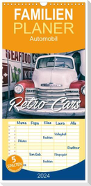 Familienplaner 2024 - Retro Cars mit 5 Spalten (Wandkalender, 21 x 45 cm) CALVENDO