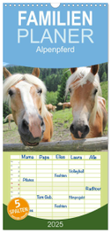 Familienplaner 2025 - Alpenpferde mit 5 Spalten (Wandkalender, 21 x 45 cm) CALVENDO