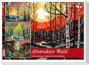 Abstrakter Wald - Jahreszeiten in bunten Linolschnitten (Wandkalender 2024 DIN A4 quer), CALVENDO Monatskalender