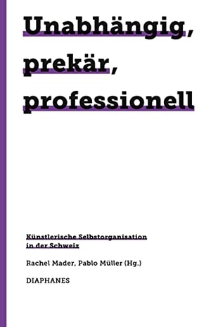 Mader, Rachel / Pablo Müller (Hrsg.). Unabhängig, prekär, professionell - Künstlerische Selbstorganisation in der Schweiz. Diaphanes Verlag, 2023.