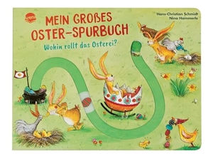 Schmidt, Hans-Christian. Mein großes Oster-Spurbuch. Wohin rollt das Osterei? - Pappbilderbuch mit Spurrillen und beweglichem Osterei, das durchs Buch geschoben wird, ab 3 Jahren. Arena Verlag GmbH, 2025.