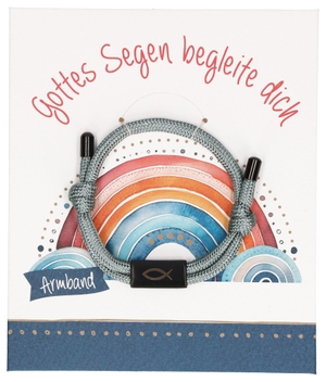 Graues Textil-Armband mit schwarzem Fisch-Anhänger: Gottes Segen begleite dich - Christlicher Schmuck zu Kommunion, Taufe oder Geburtstag. Kinderarmband in Geschenkverpackung. Butzon & Bercker, 2026.