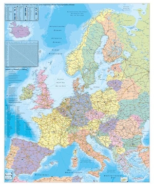 Europa Organisationskarte 1 : 3 600 000. Wandkarte Großformat ohne Metallstäbe. Stiefel Eurocart GmbH, 2015.