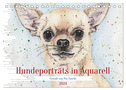 Hundeporträts in Aquarell (Tischkalender 2024 DIN A5 quer), CALVENDO Monatskalender