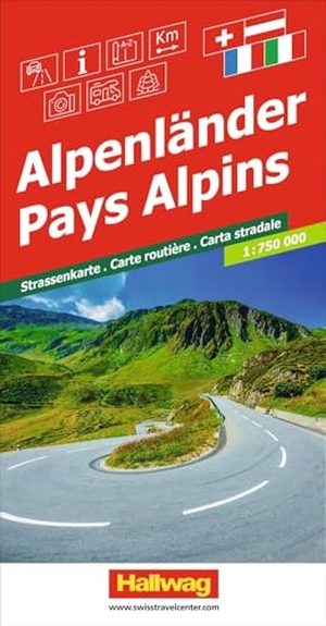 Hallwag Kümmerly+Frey AG (Hrsg.). Hallwag Strassenkarte Alpenländer 1:750.000 - Mit Schweiz, Österreich, Frankreich und Italien. Inkl. Ortsverzeichnis und Reiseinformationen. Hallwag Karten Verlag, 2023.