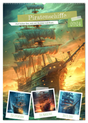 Piratenschiffe (Wandkalender 2024 DIN A2 hoch), CALVENDO Monatskalender
