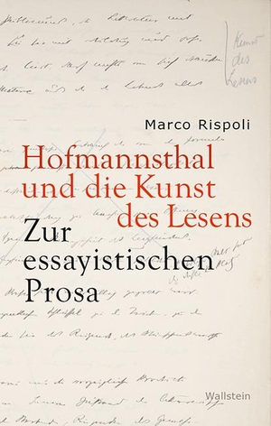 Rispoli, Marco. Hofmannsthal und die Kunst des Les